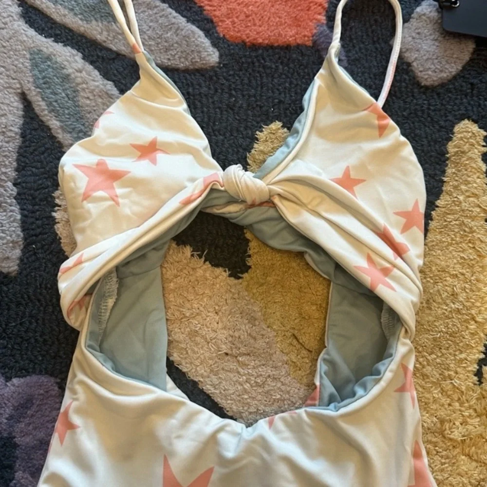 NWT Saks 5th Avenue CHASER Star-Print Cutout One-Piece Swimsuit Adjustable Strap